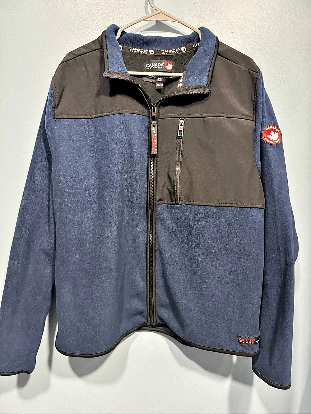 Canada Weather Gear Fleece Jacket Men's Blue & Black Size XL NWT